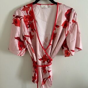 Ted Baker Pink and Red Floral Wrap Robe